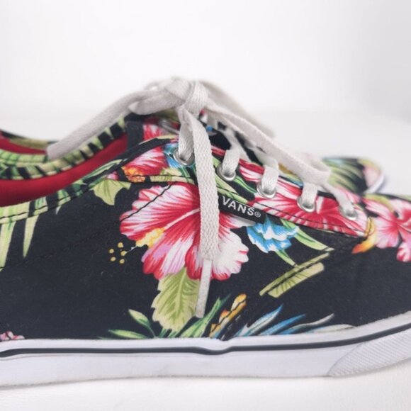 Vans Authentic Hawaiian Black Floral Hibiscus Skate Sneakers Shoe Women’s Size 9 - Picture 11 of 13